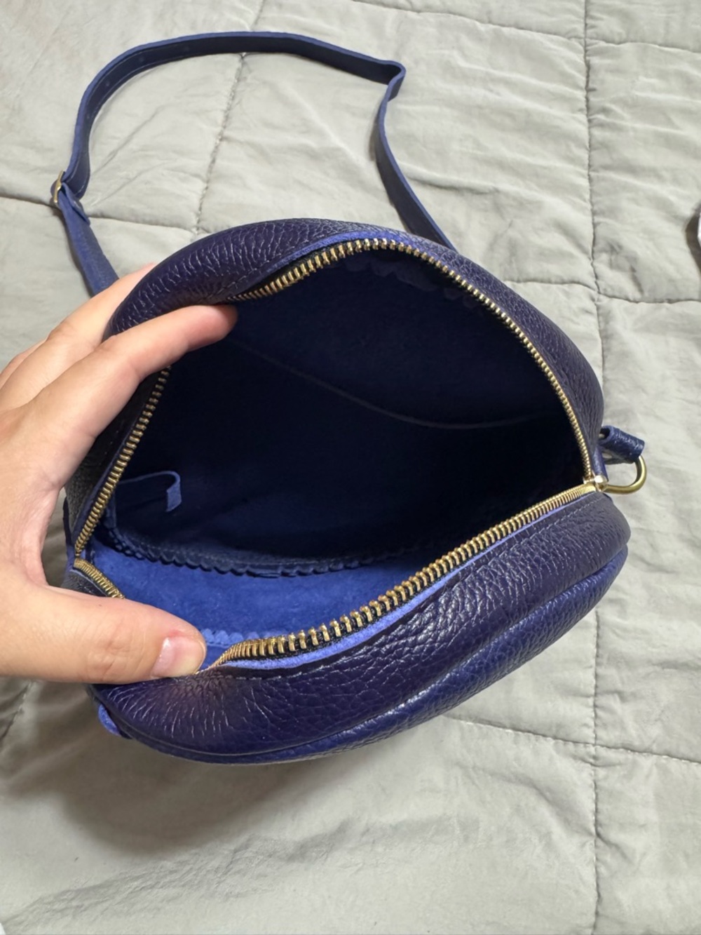 Portland Leather Circle Crossbody in Cobalt - Picture 7 of 11